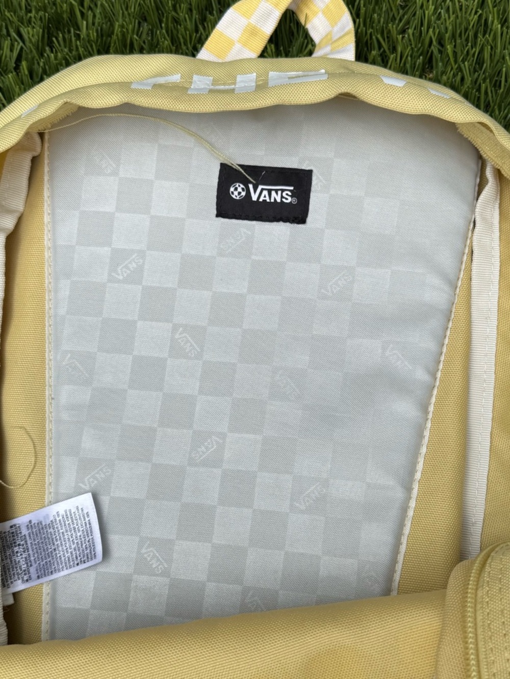Vans Off The Wall Yellow/white Skateboard Backpack Travel Gym School - Picture 9 of 9